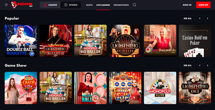 casino en direct rooster bet